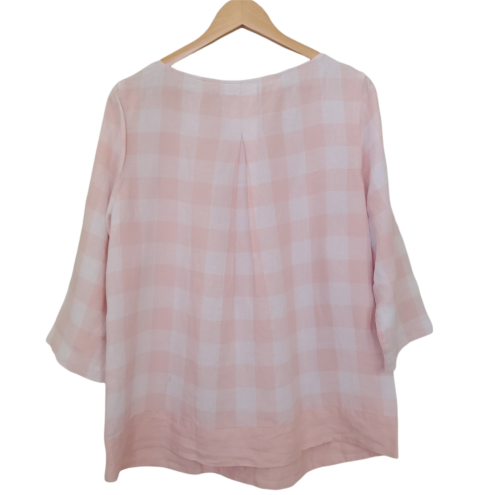 J. Jill Love Linen love linen Pastel Pink Checkerds Popover Tunic Size M - Picture 2 of 8